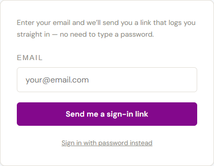 A different organization's branded sign-in, showing a distinct logo and brand color on the same platform